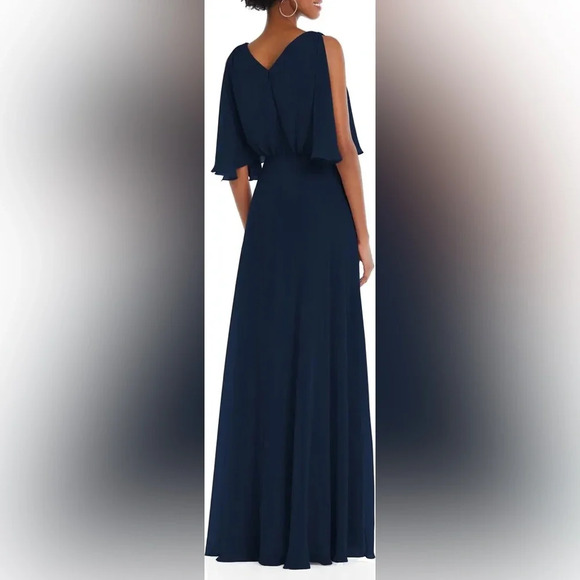 NWT After Six Navy Split Blouson Sleeve Gown Size 2 - Picture 8 of 8